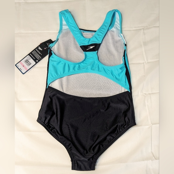 Speedo Girls Infinity Splice One Piece Razor Back Swimsuit Sz 10 UPF 50+ - Picture 3 of 8